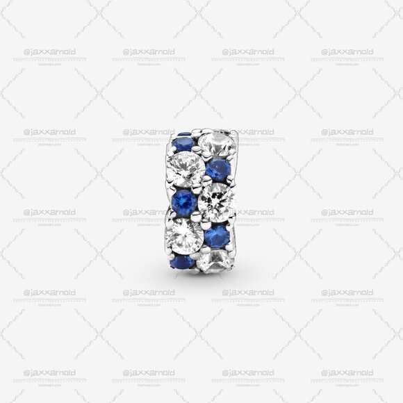 Pandora Clear & Blue Sparkling Clip Charm - Picture 4 of 4